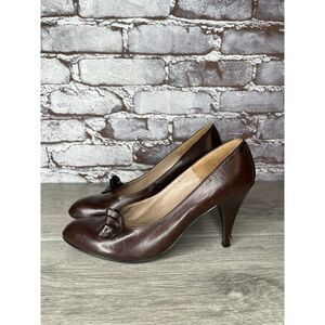 Vintage Charles Jourdan High Heels Leather 80s 90s Y2K Brown Leather Women 36.5